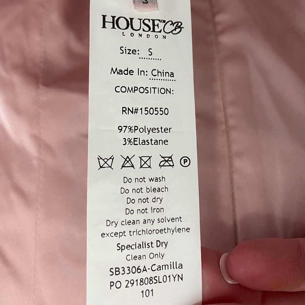 House of CB Camilla Pink Satin Dress with Hand Sewn Crystals - Picture 11 of 13